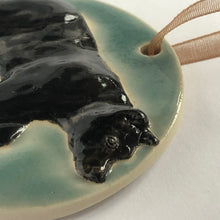 Load image into Gallery viewer, Black Bear on Blue-Ornament
