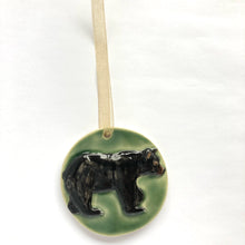 Load image into Gallery viewer, Black Bear on Green-Ornament
